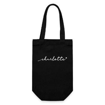 Charlotte Cursive Name - Gift Bag for Bottles - black - Front