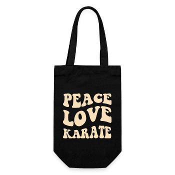 Frieden, Liebe, Karate - Geschenkbeutel für Flaschen - Schwarz - Vorne