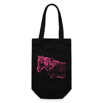 Pferd rosa pink - Geschenkbeutel für Flaschen - Schwarz - Vorne