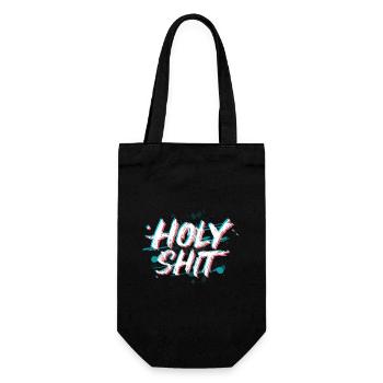 Holy Shit Freche Lustige Sprüche - Geschenkbeutel für Flaschen - Schwarz - Vorne