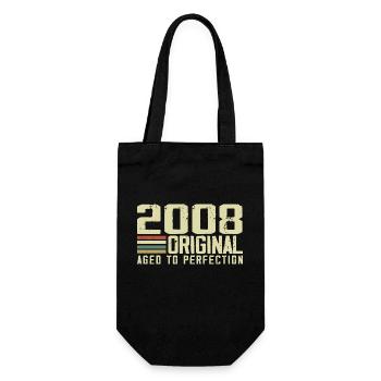 Born in 2008 - Vintage 2008 - 16th Anniversary Retro - Gift Bag for Bottles - black - Front