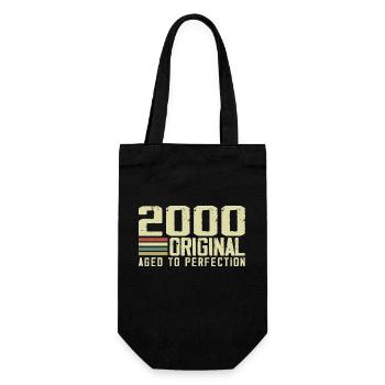 Born in 2000 - Vintage 2000 - 24th Retro Anniversary - Gift Bag for Bottles - black - Front