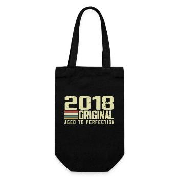 Né en 2018 - Vintage 2018 - 6e Anniversaire Rétro - Sac à bouteille - noir - Devant