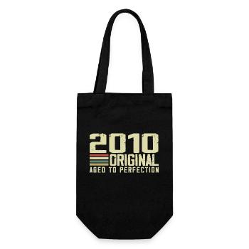 Born in 2010 - Vintage 2010 - 14th Anniversary Retro - Gift Bag for Bottles - black - Front