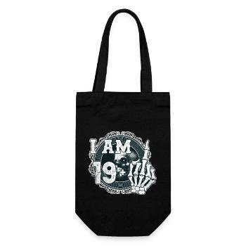 I'm 19 plus 1 middle finger Skull funny 20th - Gift Bag for Bottles - black - Front