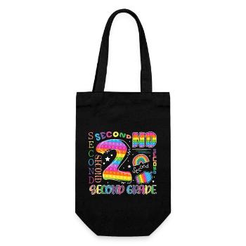 2nd grade Pop It school child - Gift Bag for Bottles - black - Front