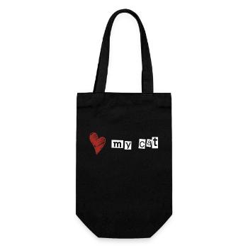 Love my cat - Gift Bag for Bottles - black - Front