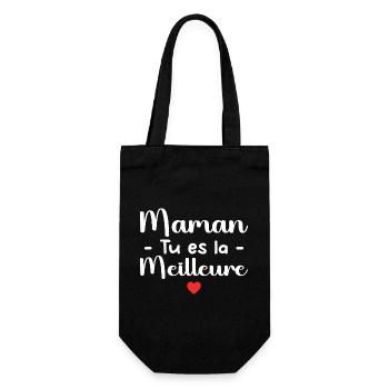 Mama, du bist die Beste - Geschenkbeutel für Flaschen - Schwarz - Vorne