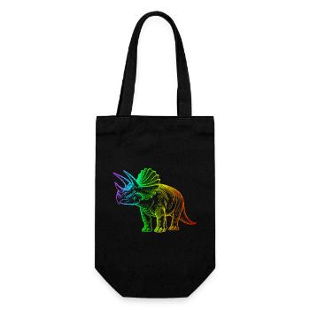 Regenbogen-Triceratops-Dinosaurier - Geschenkbeutel für Flaschen - Schwarz - Vorne