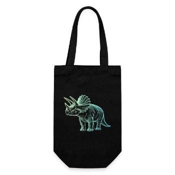 Dessin de dinosaure triceratops dégradé bleu vert - Sac à bouteille - noir - Devant