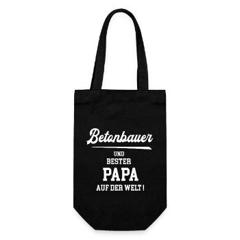 Betonbauer Bester Papa Vatertag Geburtstag - Geschenkbeutel für Flaschen - Schwarz - Vorne