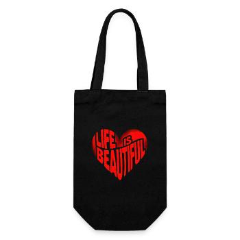 Heart Saying Quote Life is beautiful - Gift Bag for Bottles - black - Front