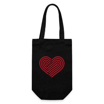 Stylisches Rotes Herz Valentinstag Liebe - Geschenkbeutel für Flaschen - Schwarz - Vorne