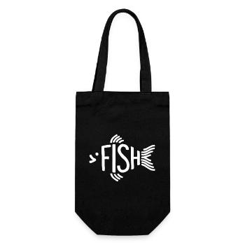 Os de poisson, squelette, pêche à chevrons - Sac à bouteille - noir - Devant