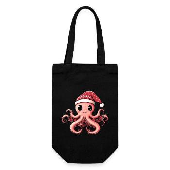 Octopus Christmas - Gift Bag for Bottles - black - Front