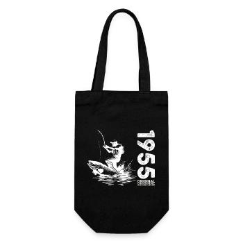 70th Birthday Angler Fishing 1955 Vintage 1955 - Gift Bag for Bottles - black - Front
