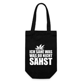 Cannabis, Ich sähe was was du nicht sähst, Hanf - Geschenkbeutel für Flaschen - Schwarz - Vorne