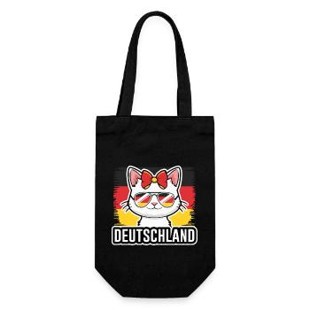 Deutschland Katze Fußball Katzenliebhaber - Geschenkbeutel für Flaschen - Schwarz - Vorne
