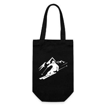 Skifahrer Ski Winter Winterurlaub Wintersport - Geschenkbeutel für Flaschen - Schwarz - Vorne