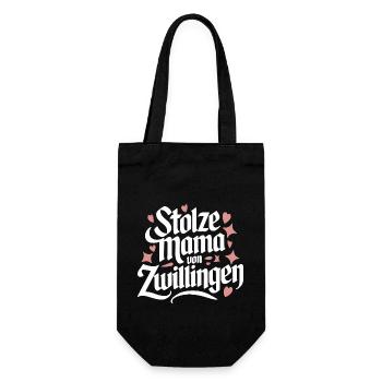 Zwillingsmama Zwillings Mutter Mama von Zwillingen - Geschenkbeutel für Flaschen - Schwarz - Vorne