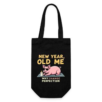 Funny Pig - New Year Design - Gift Bag for Bottles - black - Front