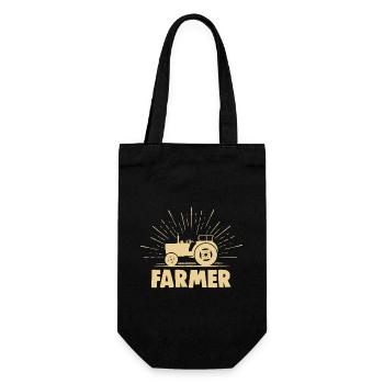 Farmer Landwirt Bauer Traktor - Geschenkbeutel für Flaschen - Schwarz - Vorne