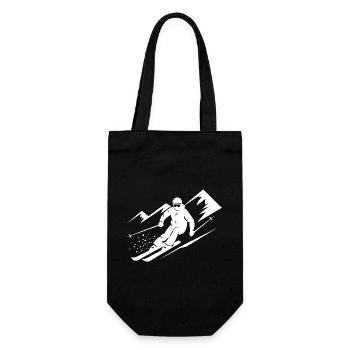 Skifahrer Ski Winter Winterurlaub Wintersport - Geschenkbeutel für Flaschen - Schwarz - Vorne