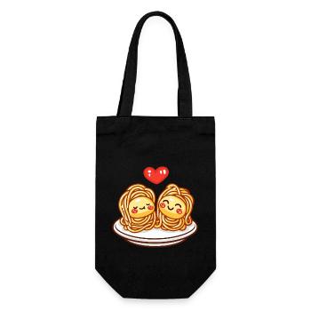 Pâtes Pâtes Couple Amour Coeur Bande Dessinée - Sac à bouteille - noir - Devant