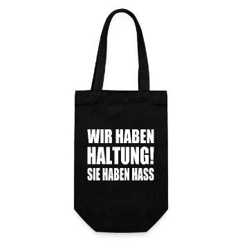 wir haben haltung sie haben hass - Geschenkbeutel für Flaschen - Schwarz - Vorne