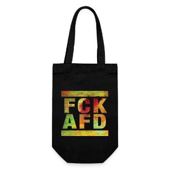 FCK AFD - Zeichen setzen gegen Rechts, Gegen Nazis - Geschenkbeutel für Flaschen - Schwarz - Vorne