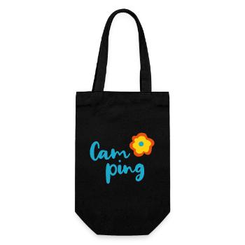 Camping Blume Camper Fan Urlaub Van Life Sommer - Geschenkbeutel für Flaschen - Schwarz - Vorne