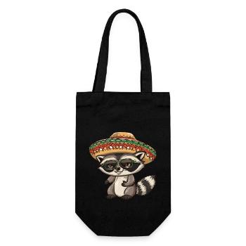 Raccoon Funny Sombrero - Gift Bag for Bottles - black - Front