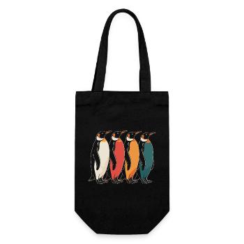 Farbenfrohe Pinguine - Geschenkbeutel für Flaschen - Schwarz - Vorne