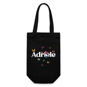 Schöner Mädchenname mit Schmetterlingen ADRIELE - Geschenkbeutel für Flaschen - Schwarz - Vorne