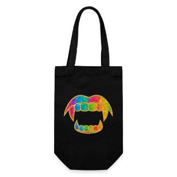 Regenbogen Glitzer Mund - Geschenkbeutel für Flaschen - Schwarz - Vorne