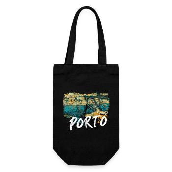 D. Luis Porto Bridge Colorful Douro Illustration - Gift Bag for Bottles - black - Front