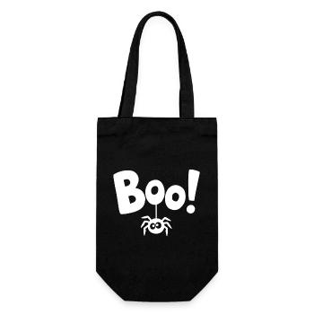 BOO! Lustiges Spinnen-Statement Spruch - Geschenkbeutel für Flaschen - Schwarz - Vorne