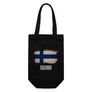 Grunge flag of Finland, vintage Finland - Gift Bag for Bottles - black - Front