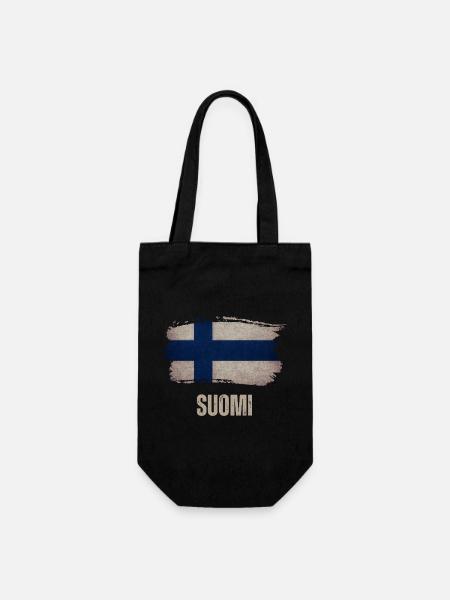 Drapeau grunge de la Finlande, vintage Finlande - Sac à bouteille - noir