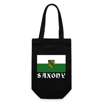 Flagge Sachsens mit Wappen - Geschenkbeutel für Flaschen - Schwarz - Vorne