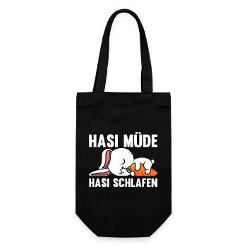 Shlafshirt Hase Hasi Müde Hasi Schlafen - Geschenkbeutel für Flaschen - Schwarz - Vorne