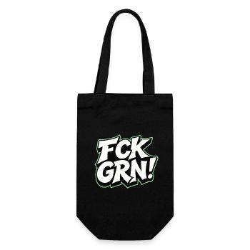 FCK GRN Statement Schriftzug - Geschenkbeutel für Flaschen - Schwarz - Vorne