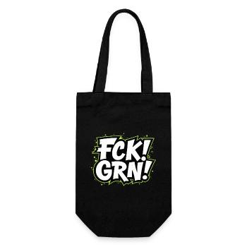 FCK GRN Statement Schriftzug - Geschenkbeutel für Flaschen - Schwarz - Vorne