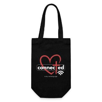 Connected mit Jesus - Herz - Kreuz - Liebe - Geschenkbeutel für Flaschen - Schwarz - Vorne