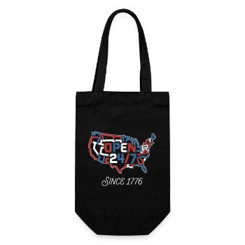 Open 24/7 Since 1776 - Gift Bag for Bottles - black - Front