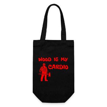 Holz ist mein Cardio – Design der Holzfäller-Axt - Geschenkbeutel für Flaschen - Schwarz - Vorne