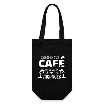 Kaffee-Humor-T-Shirt – Kaffee & Urlaub - Geschenkbeutel für Flaschen - Schwarz - Vorne