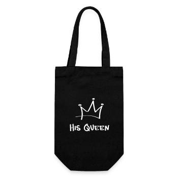 Her King – His Queen | Zeitloses Paar Statement - Geschenkbeutel für Flaschen - Schwarz - Vorne