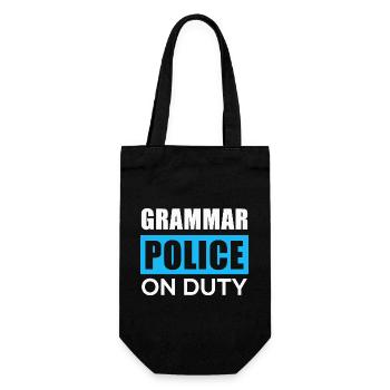 Grammatikpolizei im Einsatz - Geschenkbeutel für Flaschen - Schwarz - Vorne
