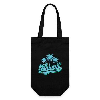 Hawaii Sommer Vibes mit Palmen und Meer - Geschenkbeutel für Flaschen - Schwarz - Vorne